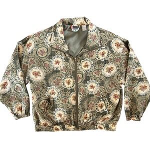 Vintage EVR 100% Silk Bomber Jacket‎ Women's Size Large